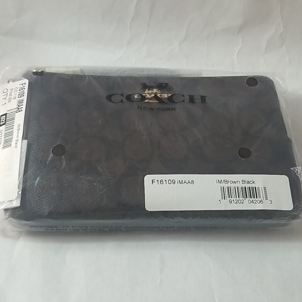 Coach double Zip Wallet NWT brown and Black - Picture 6 of 12